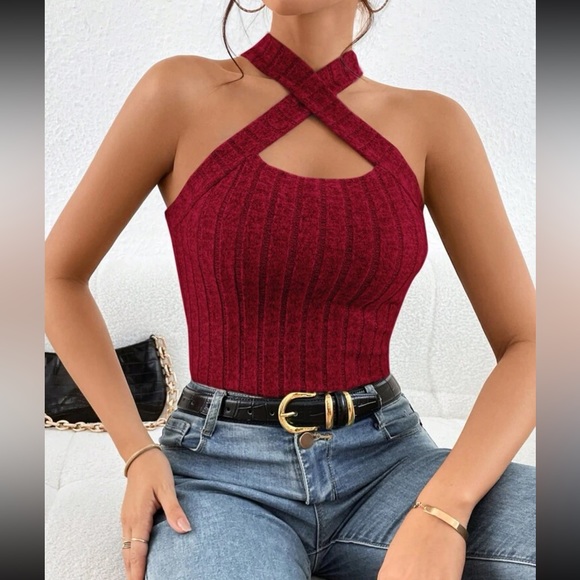 Luxe crisscross front halter top - Picture 9 of 13